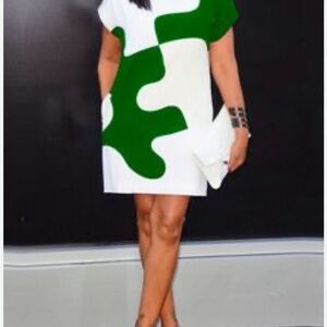 STYLEWE Asymmetrical Dress in Green and White